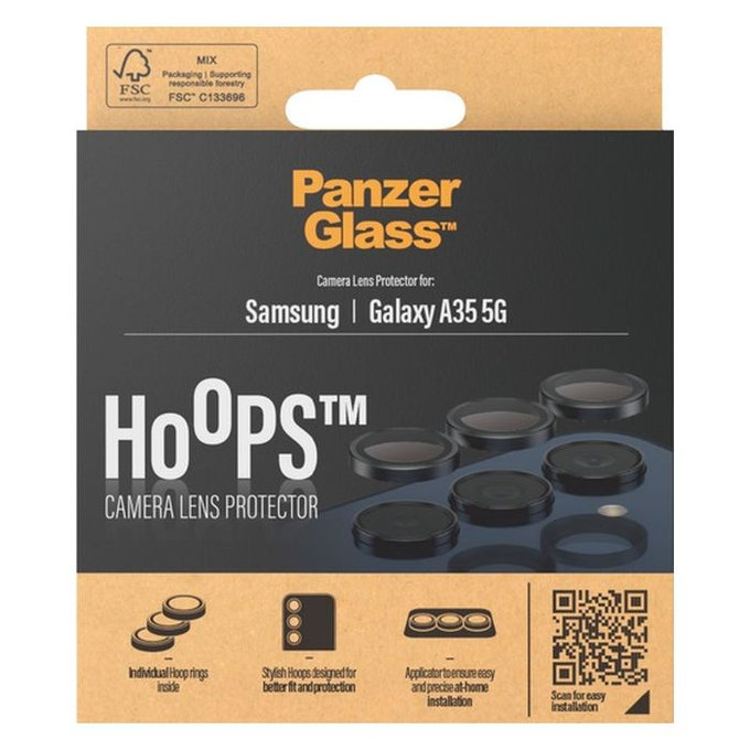 PanzerGlass - Ochranný Kryt Objektívu Fotoaparátu Hoops pre Samsung Galaxy A35, čierna