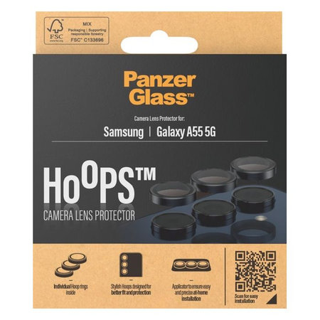 PanzerGlass - Ochranný Kryt Objektívu Fotoaparátu Hoops pre Samsung Galaxy A55, čierna