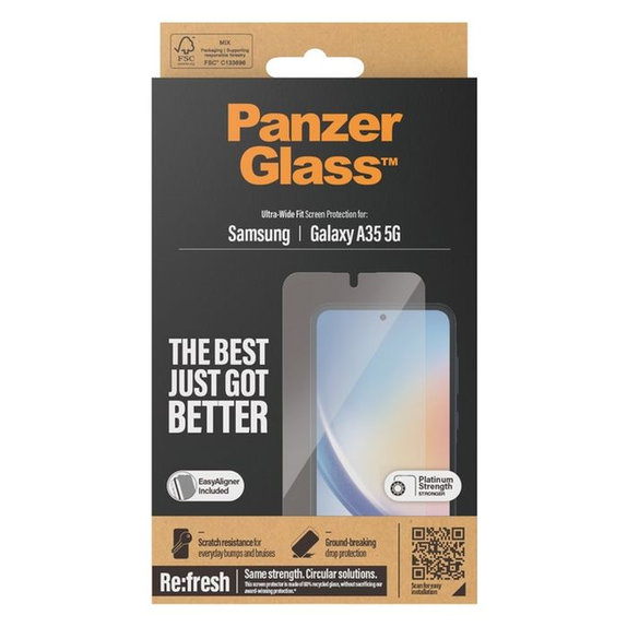 PanzerGlass - Tvrdené sklo Re:fresh UWF s aplikátorom pre Samsung Galaxy A35 5G, čierna