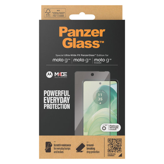 Tvrdené sklo UWF pre Motorola Moto G04/E14/G24 Power, Čierna, PanzerGlass