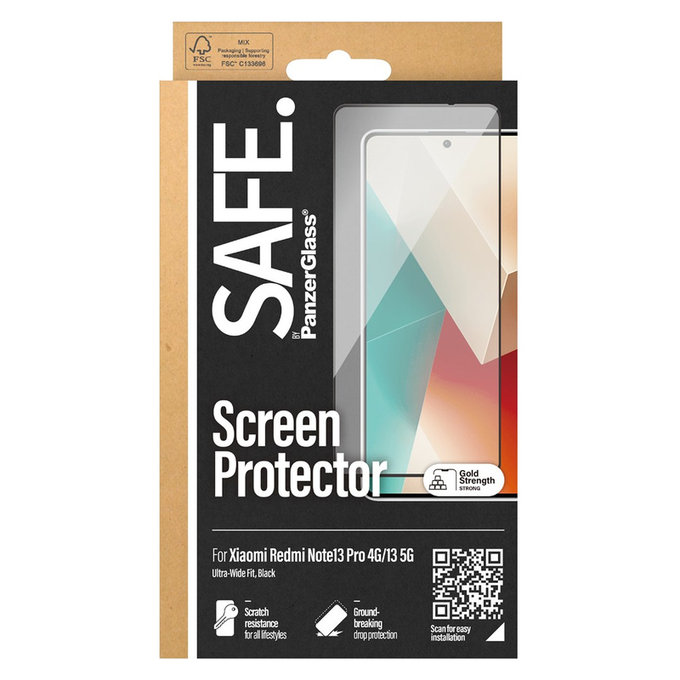 Tvrdené sklo UWF pre Xiaomi Redmi Note 13 4G, Čierna, SAFE by PanzerGlass
