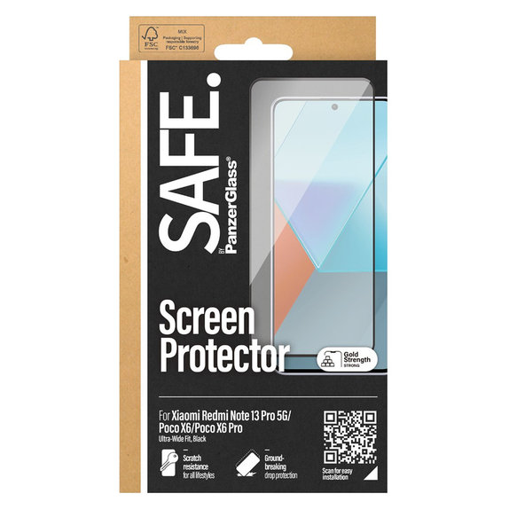 Tvrdené sklo UWF pre Xiaomi Redmi Note 13 Pro 5G, Čierna, SAFE by PanzerGlass