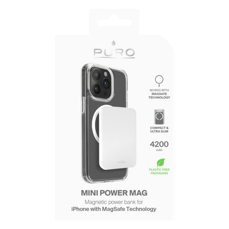 PURO - MagSafe PowerBank 4200 mAh 5W, USB-C, biela