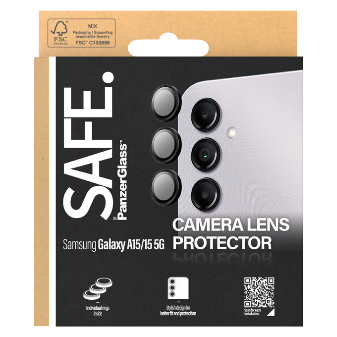 Ochranný kryt objektívu pre Samsung Galaxy A15/A15 5G, Čierna, SAFE by PanzerGlass