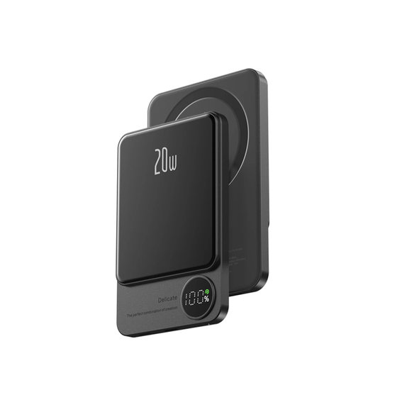 FixPremium - MagSafe PowerBank s LCD 5000mAh, čierna