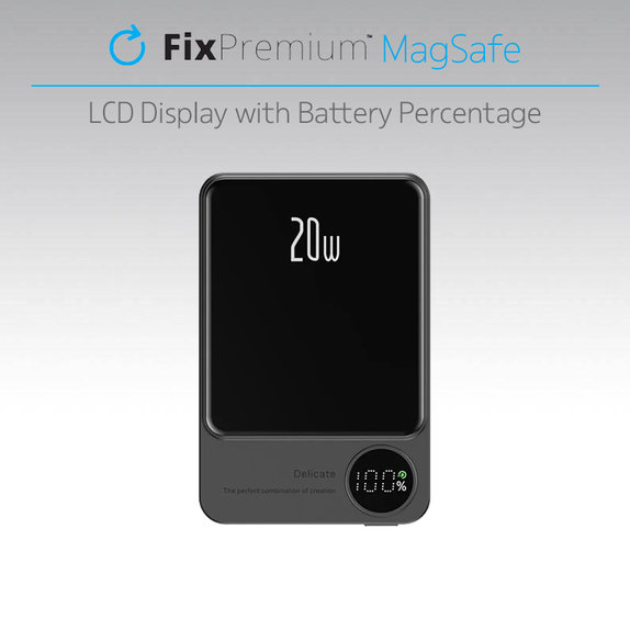 FixPremium - MagSafe PowerBank s LCD 10 000mAh, čierna