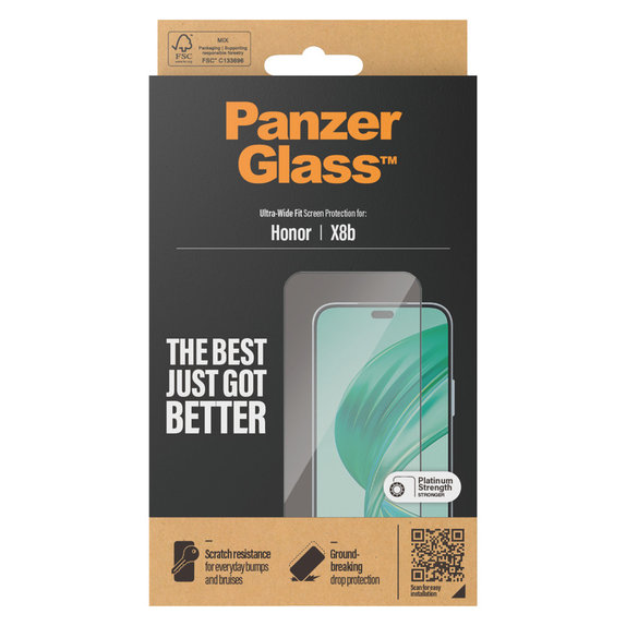 Tvrdené sklo UWF pre Honor 90 Smart, Čierna, PanzerGlass