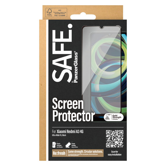 Tvrdené sklo UWF pre Xiaomi Redmi A3, Čierna, SAFE by PanzerGlass