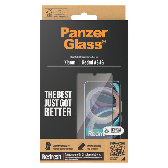 Tvrdené sklo UWF AB pre Xiaomi Redmi A3, Čierne, PanzerGlass
