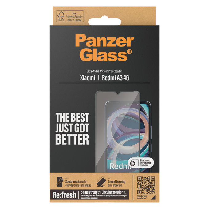 Tvrdené sklo UWF AB pre Xiaomi Redmi A3, Čierne, PanzerGlass