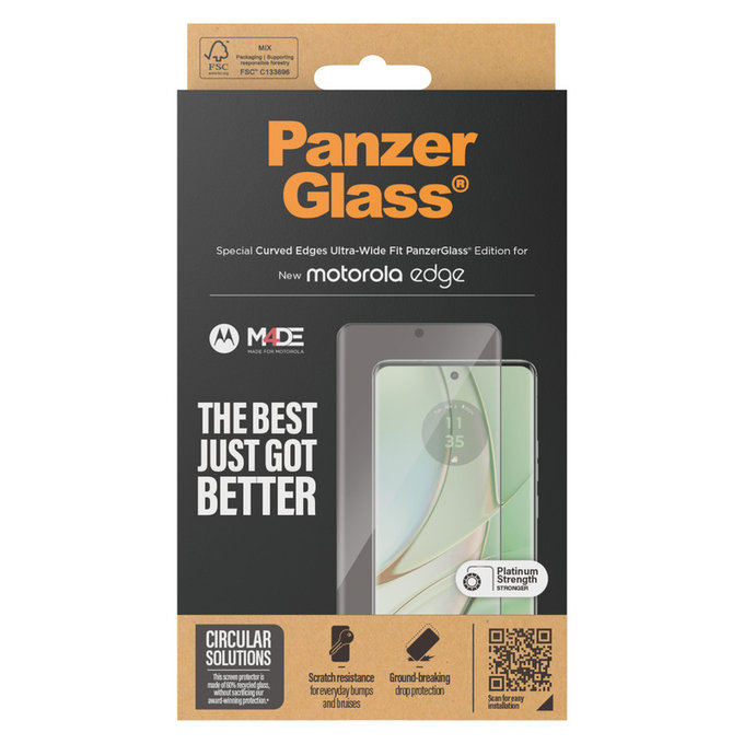 Tvrdené sklo UWF pre Motorola Edge 50 Pro, Čierna, PanzerGlass