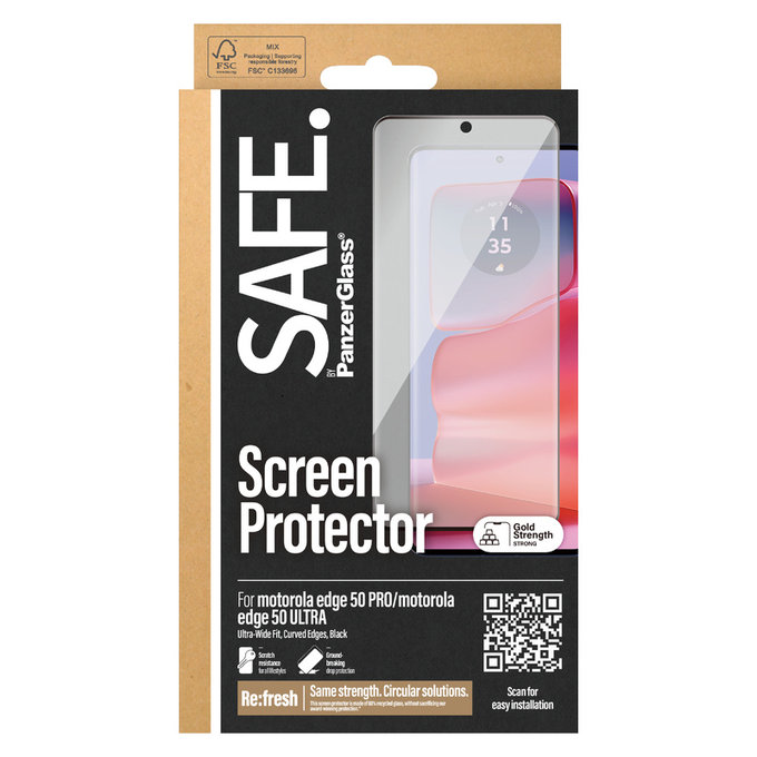 Tvrdené sklo UWF pre Motorola Edge 50 Pro, Čierna, SAFE by PanzerGlass