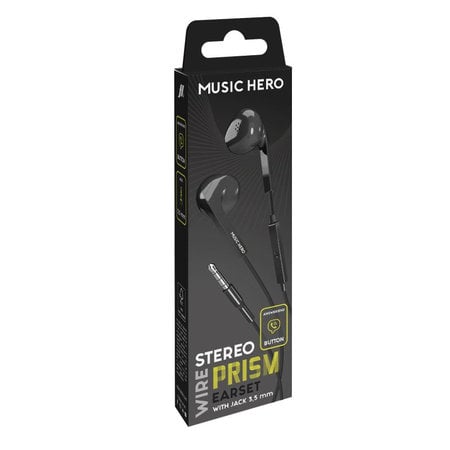Music Hero - Slúchadlá PRISM, 3.5mm jack, čierna