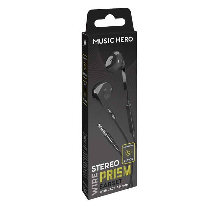 Music Hero - Slúchadlá PRISM, 3.5mm jack, čierna