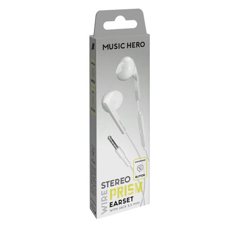 Music Hero - Slúchadlá PRISM, 3.5mm jack, biela