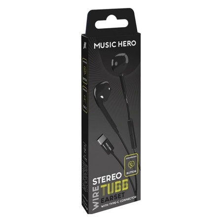 Music Hero - Slúchadlá TUBB, USB-C, čierna