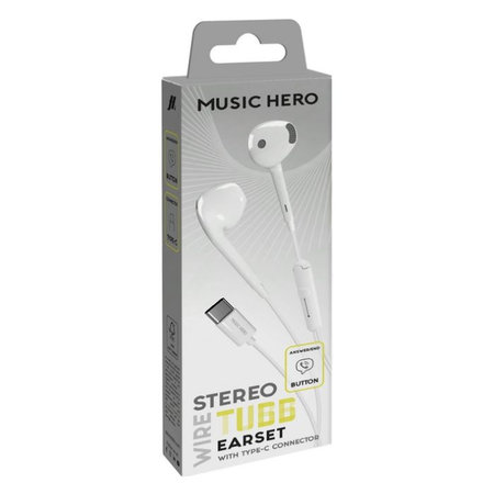 Music Hero - Slúchadlá TUBB, USB-C, biela