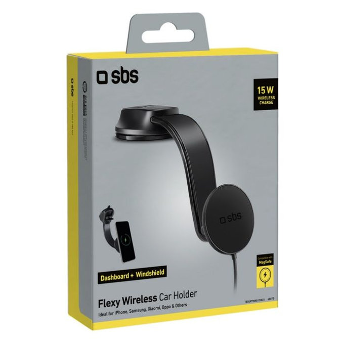 SBS - Držiak do auta Flexy s MagSafe, 15W, čierna