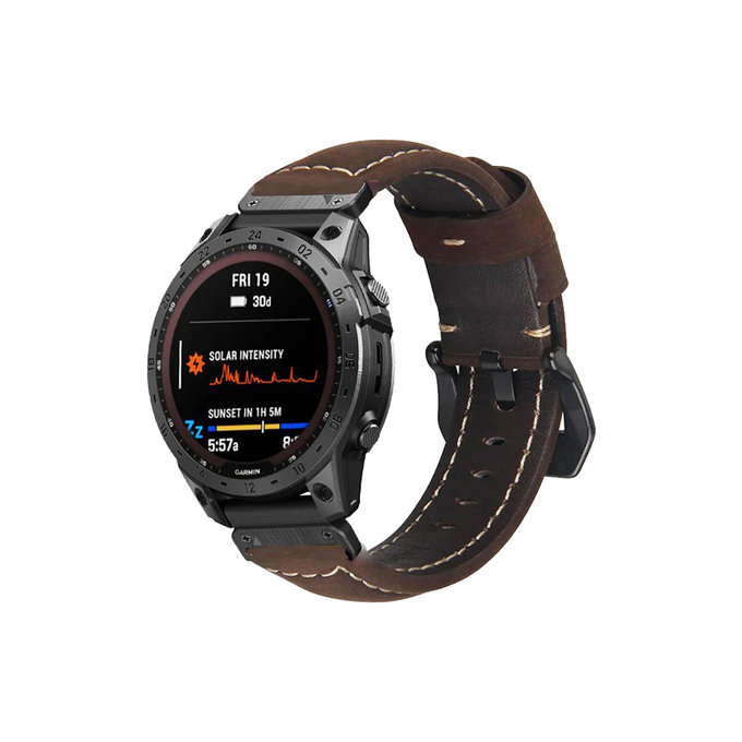 FixPremium - Kožený Remienok pre Garmin (QuickFit 26mm), hnedý
