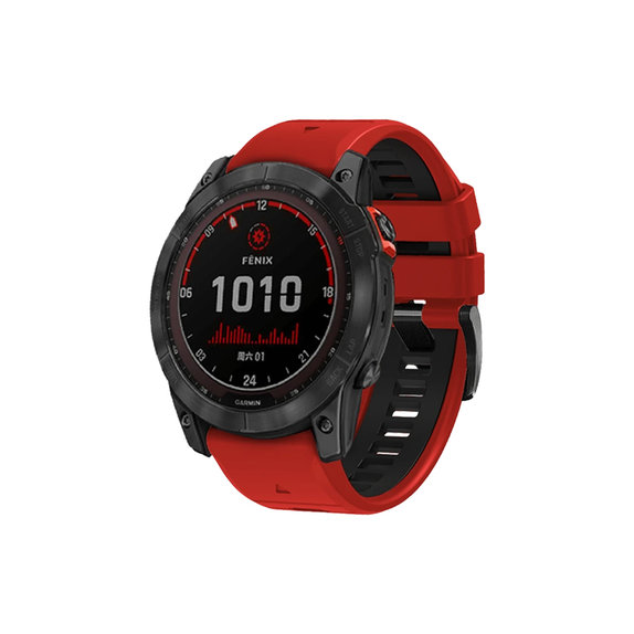 FixPremium - Dvojfarebný Silikónový Remienok pre Garmin (QuickFit 22mm), červený