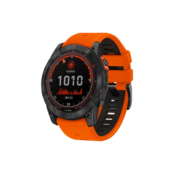FixPremium - Dvojfarebný Silikónový Remienok pre Garmin (QuickFit 26mm), oranžový