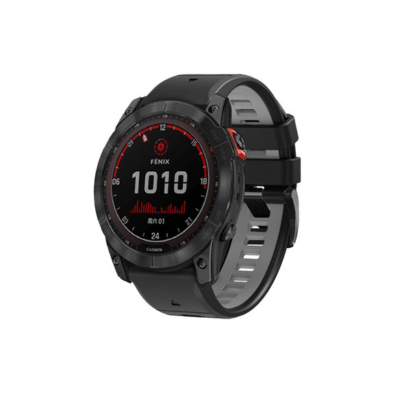 FixPremium - Dvojfarebný Silikónový Remienok pre Garmin (QuickFit 22mm), čierny