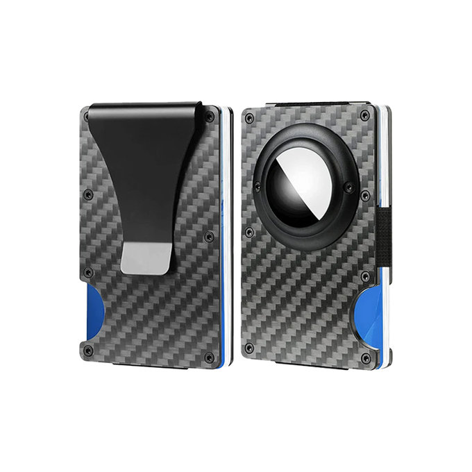 FixPremium - AirTag Karbonová Peňaženka s Klipom, čierna