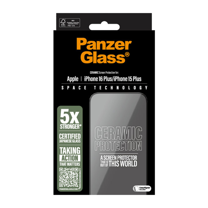 PanzerGlass - Tvrdené Sklo UWF Ceramic s aplikátorom pre iPhone 16 Plus, transparentná