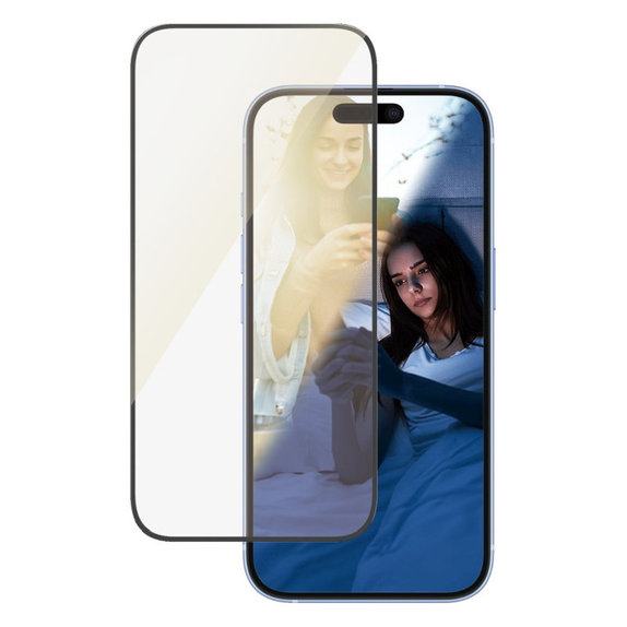 Tvrdené sklo UWF Eyecare s aplikátorom pre iPhone 16/15, Čierna, PanzerGlass