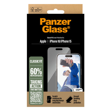 PanzerGlass - Tvrdené Sklo pre iPhone 16, transparentná