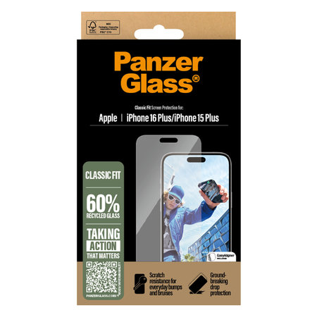 PanzerGlass - Tvrdené Sklo pre iPhone 16 Plus, transparentná