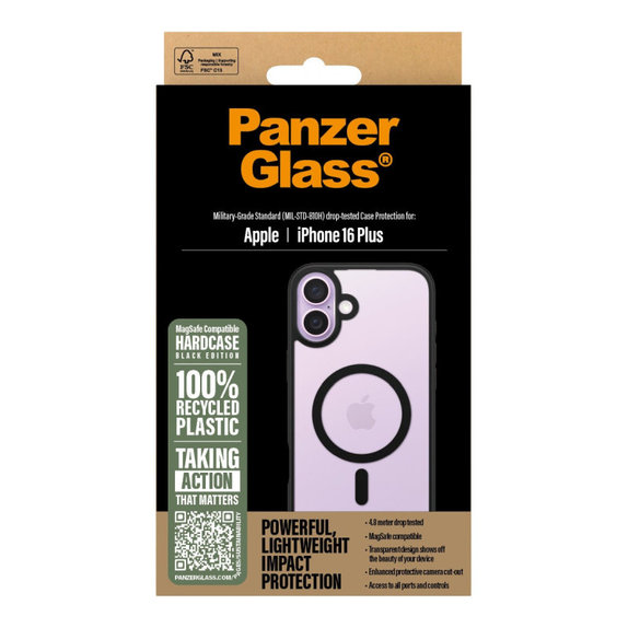 Puzdro HardCase s MagSafe pre iPhone 16 Plus, Čierna, PanzerGlass