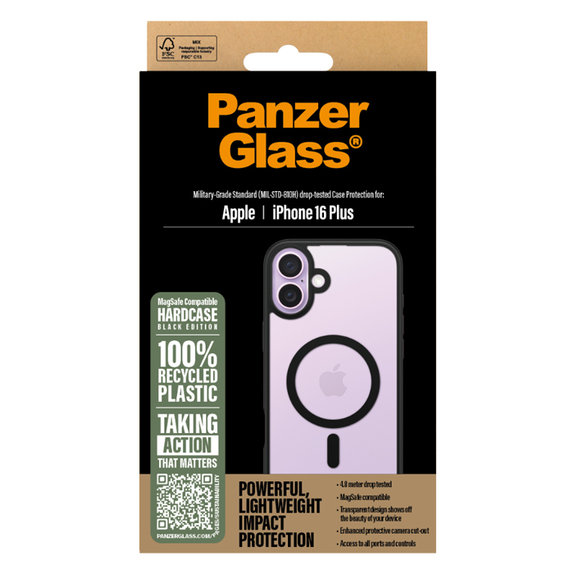 Puzdro HardCase s MagSafe pre iPhone 16 Plus, Čierna, PanzerGlass