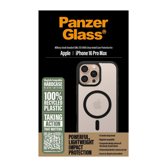 Puzdro HardCase s MagSafe pre iPhone 16 Pro Max, Čierna, PanzerGlass