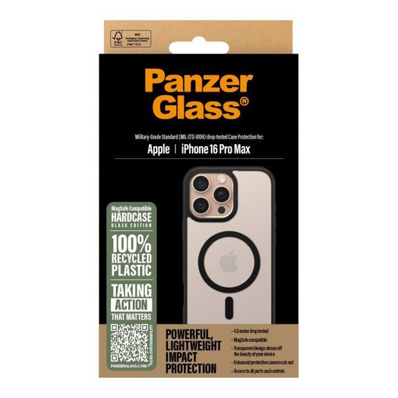 Puzdro HardCase s MagSafe pre iPhone 16 Pro Max, Čierna, PanzerGlass