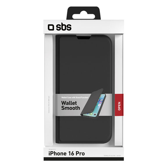 SBS - Puzdro Book Wallet Smooth pre iPhone 16 Pro, čierna