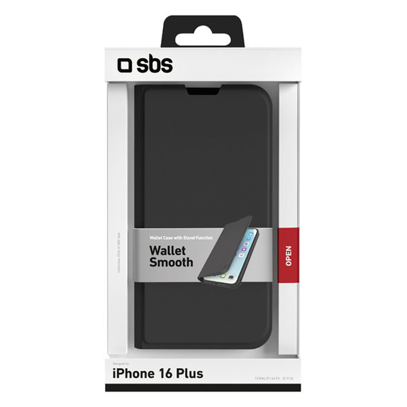 SBS - Puzdro Book Wallet Smooth pre iPhone 16 Plus, čierna