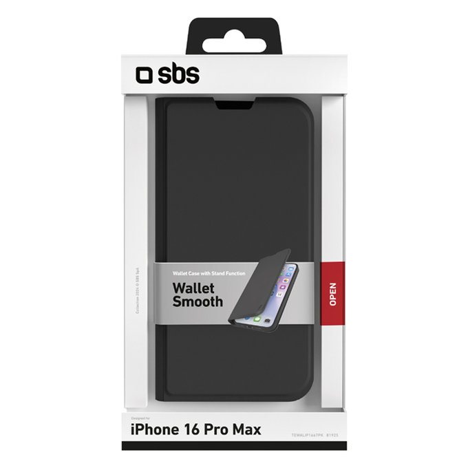 SBS - Puzdro Book Wallet Smooth pre iPhone 16 Pro Max, čierna