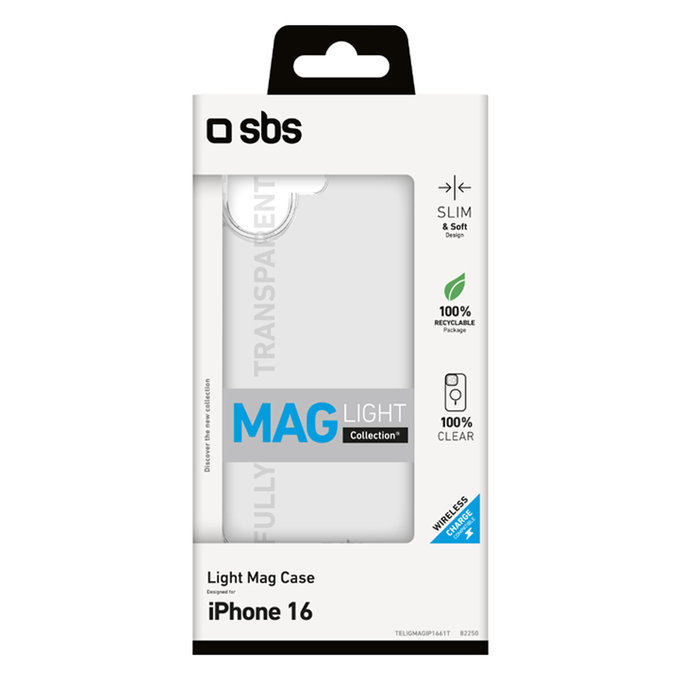 SBS - Puzdro Light Mag s MagSafe pre iPhone 16, transparentná