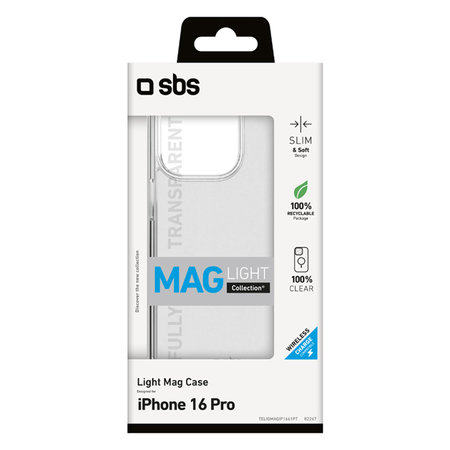 SBS - Puzdro Light Mag s MagSafe pre iPhone 16 Pro, transparentná