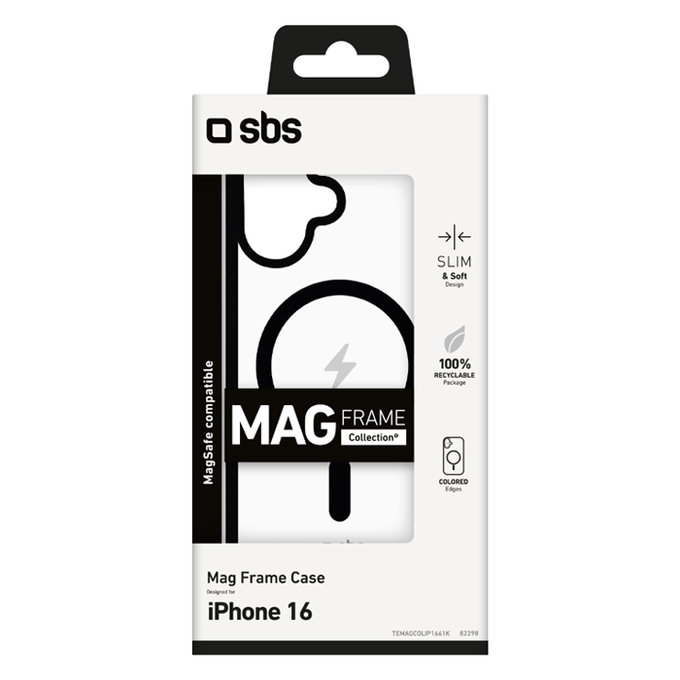 SBS - Puzdro Mag Frame s MagSafe pre iPhone 16, čierna