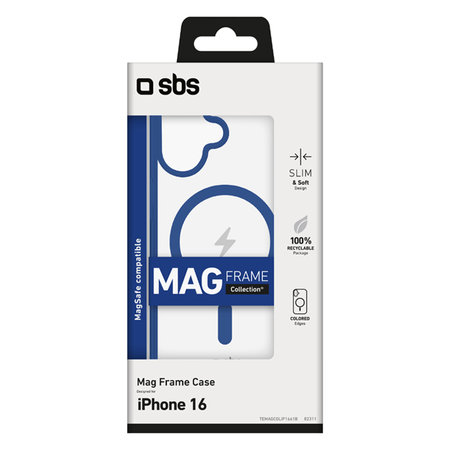 SBS - Puzdro Mag Frame s MagSafe pre iPhone 16, modra