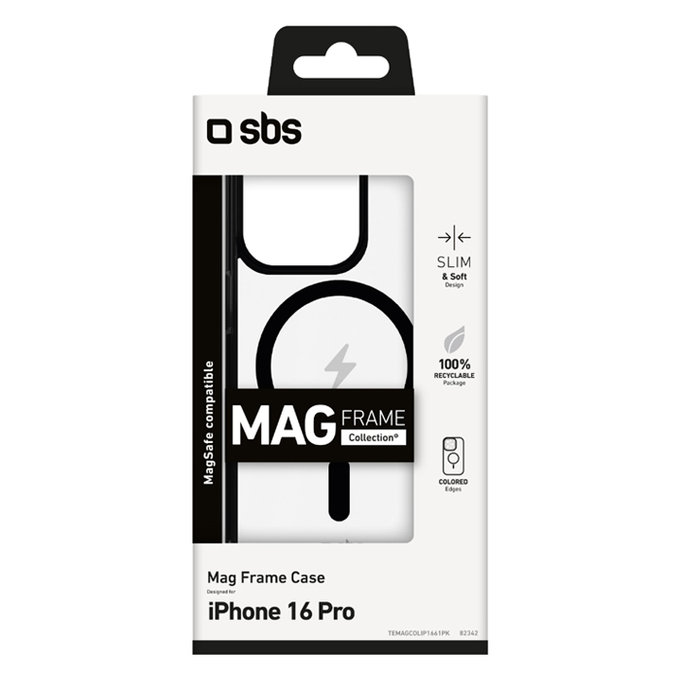 SBS - Puzdro Mag Frame s MagSafe pre iPhone 16 Pro, čierna