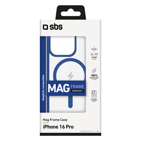 SBS - Puzdro Mag Frame s MagSafe pre iPhone 16 Pro, modra