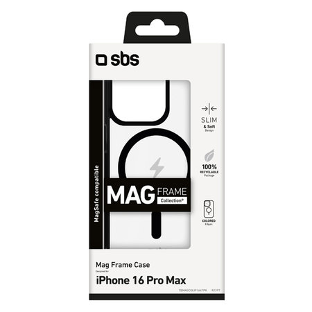 SBS - Puzdro Mag Frame s MagSafe pre iPhone 16 Pro Max, čierna