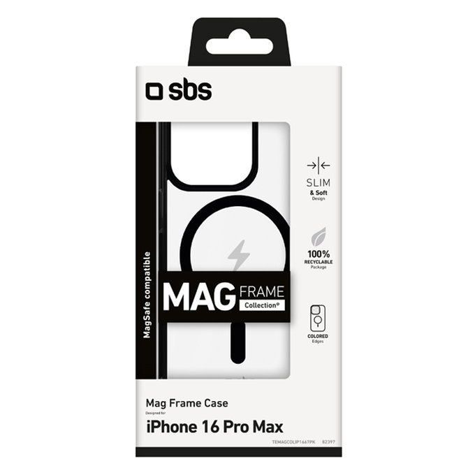 SBS - Puzdro Mag Frame s MagSafe pre iPhone 16 Pro Max, čierna
