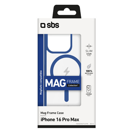 SBS - Puzdro Mag Frame s MagSafe pre iPhone 16 Pro Max, modra