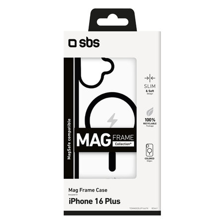 SBS - Puzdro Mag Frame s MagSafe pre iPhone 16 Plus, čierna