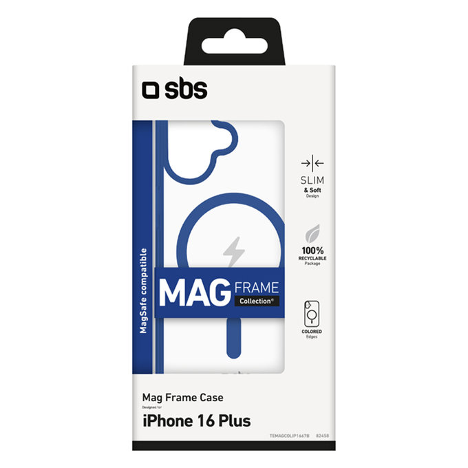 SBS - Puzdro Mag Frame s MagSafe pre iPhone 16 Plus, modra
