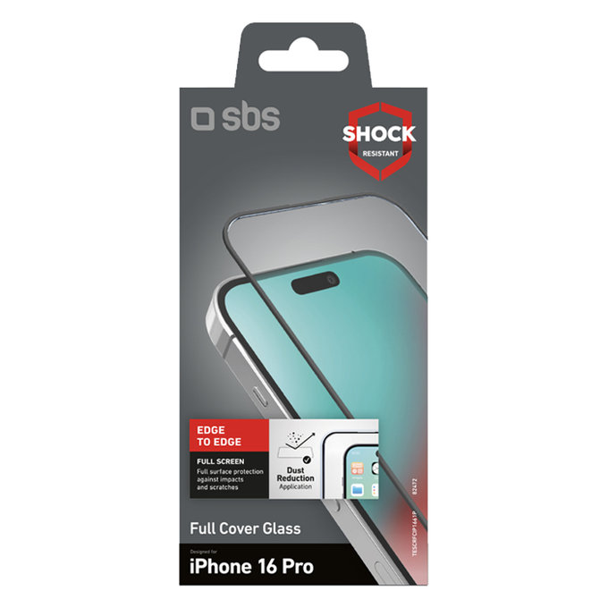 SBS - Tvrdené Sklo Full Cover pre iPhone 16 Pro, čierna